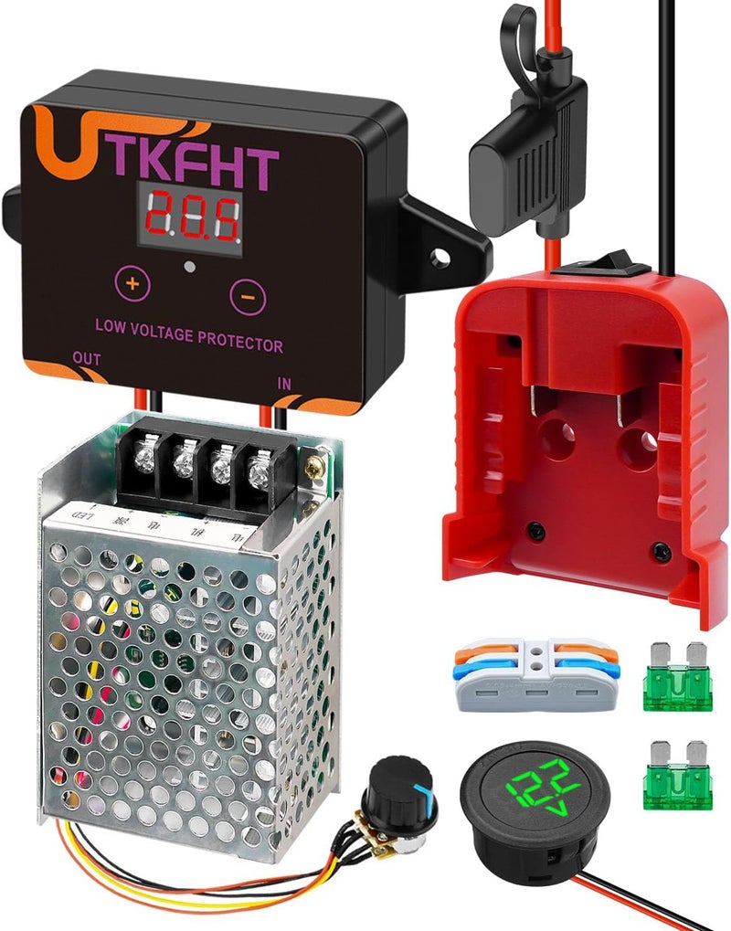 UTKFHT Upgrade Power Wheel Adapter Kit Compatible with Milwaukee M18 18V Battery with Voltage Regulator Fuse and Wire Terminals, Battery Conversion Kit for DIY Radio Controlled Truck, Robotics and Car Toys - Image 1